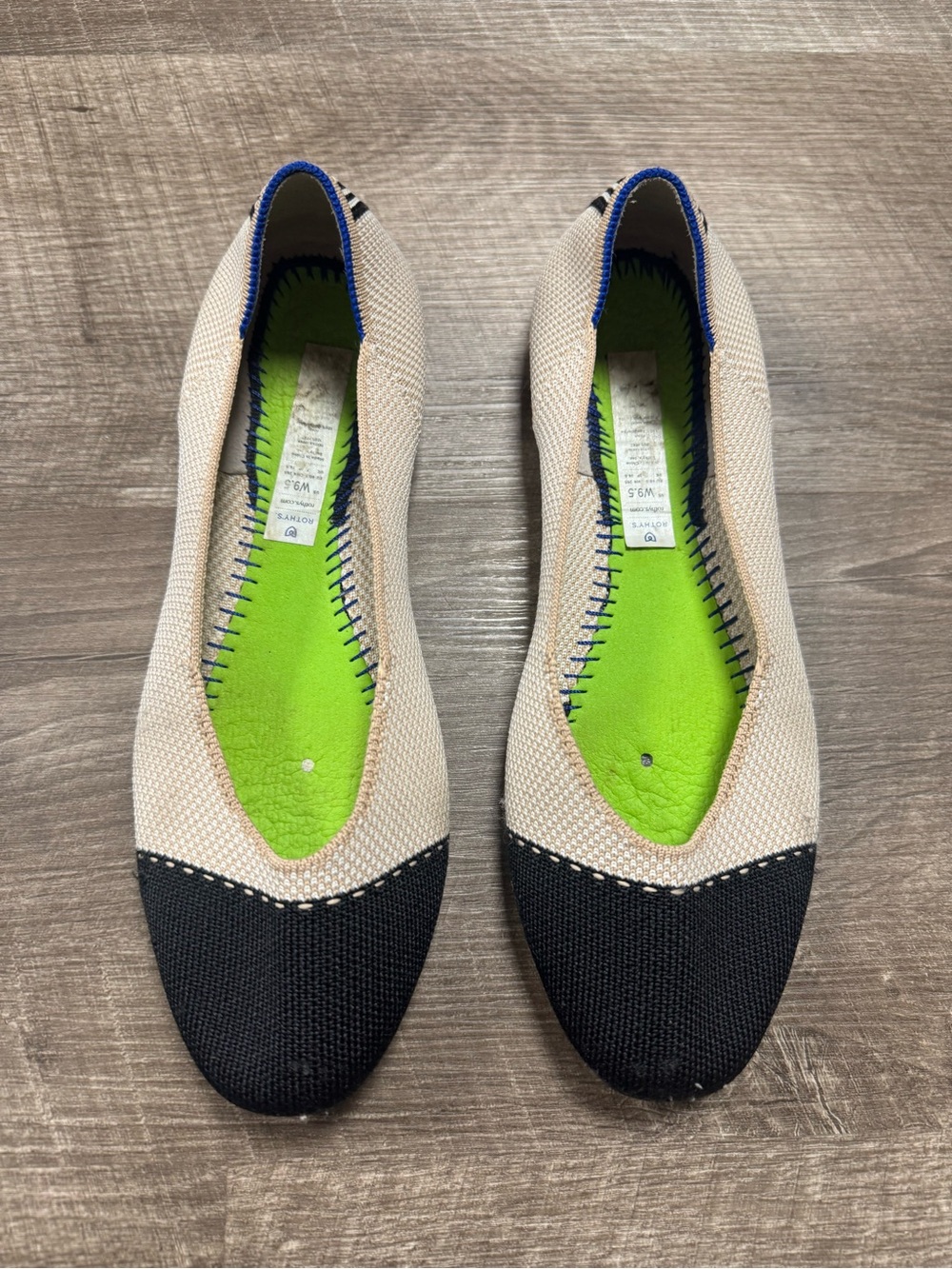 Rothy’s “The Square Flats” in Tuxedo Size 9.5